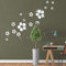 18 Stück 3D Blumen Spiegel Wandaufkleber Aufkleber für Schlafzimmer Wohnzimmer Wanddeko Silber