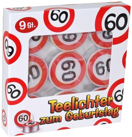 Kerzen Teelichter 60 Geburtstag Verkehrsschild 9tlg.