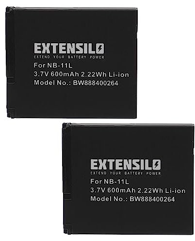 EXTENSILO 2X Akku Ersatz für Canon NB-11L, NB-11LH für Kamera (600mAh, 3,7V, Li-Ion)
