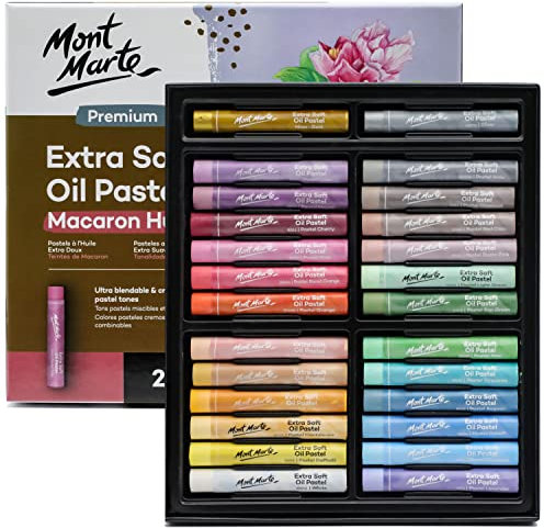MONT MARTE Extra Soft Oil Pastels Macaron Hues Premium 26pc, Assorted Pastel & Metallic Colors, Vibrant, Buttery, Versatile Art Pastels for Blending, layering & Shading, Coloring, Sketching