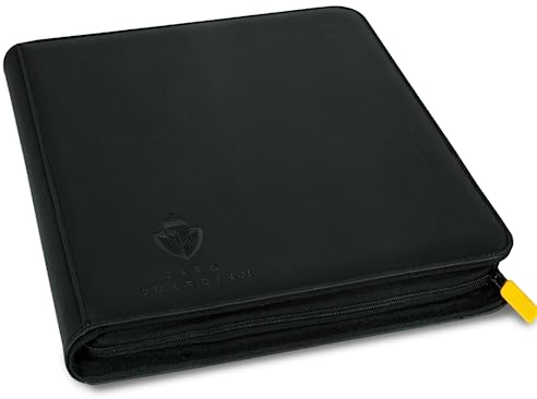 Card Guardian - Premium Zip Heftmappe - 12 Fächer Sammelkarten Trading Cards Mappe - 480 Fächer mit Seitenöffnung für Spielkarten (Schwarz)