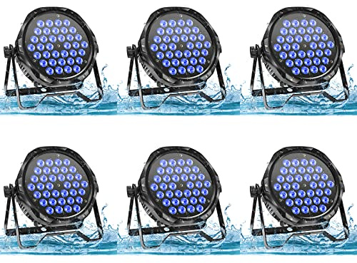 PUZILOZA 6PCS 108W LED Par Strahler IP65 Wasserdichte, RGB 36 LED Bühnenlicht Outdoor D MX 3/7CH, Discolicht Partylicht für Regentage Events DJ Show Party Festivalauftritte Halloween Weihnachten