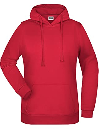 James & Nicholson Damen Basic Kapuzensweat - Leicht taillierter Kapuzenpulli mit angerauter Innenseite | Farbe: red | Grösse: M