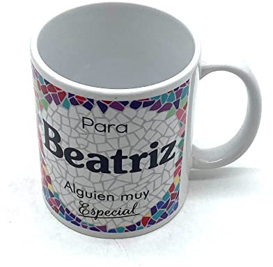 PLUS HOME Taza personalizada con nombre. Regalos personalizados con nombre y texto. Tazas con frases originales.BEATRIZ