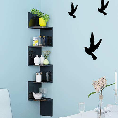 Drumm Eckregal, Wandregal, Zickzack-Form, Bücherregal, Wandregal, Aufbewahrung, aus Holz, für Bücher, CDs und DVDs (20 x 20 x 120 cm)