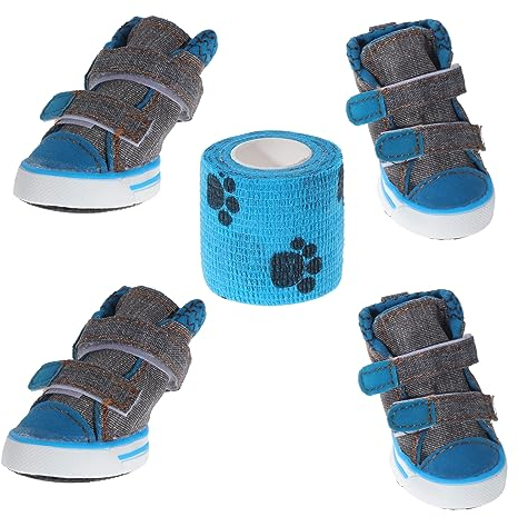 Coolty 4 Stück Hundeschuhe Hundestiefel für verschneite Wintertage, heiße Sommerpflaster, wasserdicht bei Regenwetter, Spaziergänge im Freien (2# L* W: 4.1 * 3.1CM)