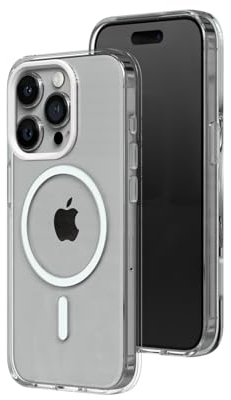 RhinoShield Clear Case kompatibel mit MagSafe für [iPhone 15 Pro Max]|Überragende Magnetstärke, Vergilbungsresistenz, Kristallklar, optimaler Schutz und personalisierbar - Weiß Kamera-Ring