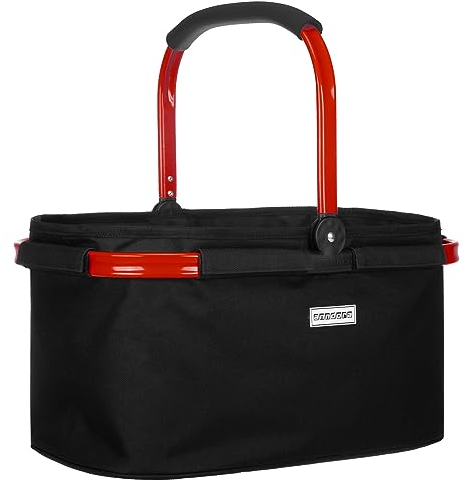 anndora Einkaufskorb SCHWARZ 22 Liter - Rahmen rot