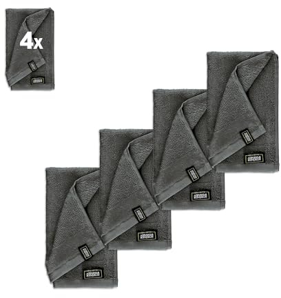 SCHÖNER WOHNEN Gästehandtücher 30x50 grau - Frottee Gästetuch Set im 4er Pack - Gesichtstücher Baumwolle Öko-Tex - klein - für Bad, WC, Baby, Kinder & Fitnessstudio - schnelltrocknend
