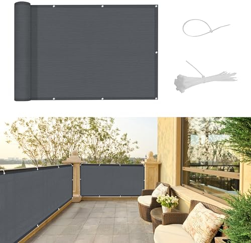 SUNNY GUARD Balkon Sichtschutz 80x500cm HDPE Balkonverkleidung Balkonabdeckung Balkonumspannungen,Sonnenschutz und Atmungsaktivität,Geeignet für Balkon,Garten,Terrasse,mit Kabelbinder,Anthrazit