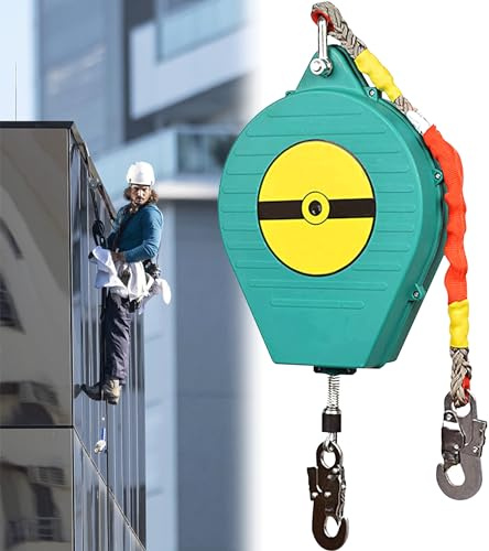 Dispositivo Anticaduta Retrattile Certificato 3/5/7/10/15/20M (3m) | 150KG Dispositivo Anticaduta di Tipo Retrattile con Gancio, Imbracatura di Sicurezza Anticaduta Tetto e Lavoro Aereo