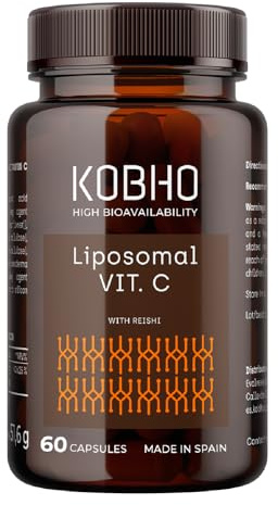 Liposomales Vitamin C Hochdosiert mit Reishi Kapseln - Leistungsstarkes Antioxidans und Entzündungshemmend - Maximale Absorption - 60 vegane Vitamin C Kapseln + Reishi für 2 Monate