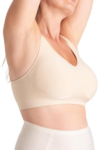 SHAPERMINT Bras for Women No Underwire - Seamless Bras for Women, Wireless Bra, Adjustable Wirefree Bra, Plus Sizes, Beige, Medium