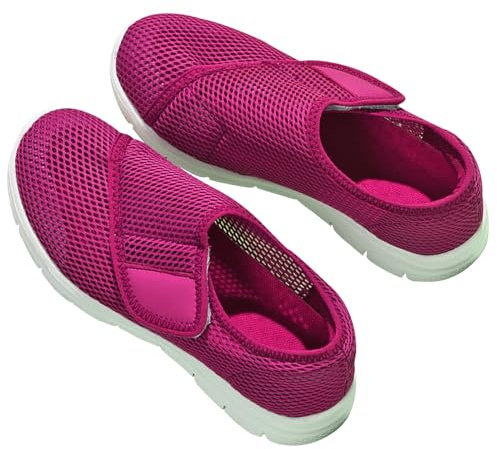 AEHO Basket Femme Chaussure de Marche sans Lacets Mesh Respirant Confortable Casual Sport Running Fitness Gym Sneakers Chaussures Large et Confortable pour Pieds Gonflés,Rose,39/245mm