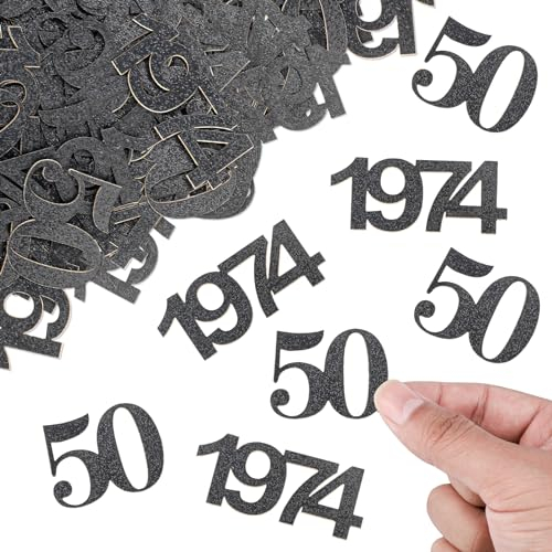 ALEGRE Glitzer Konfetti 50 Geburtstag Deko Groß 3,4-5cm, Deko 50. Geburtstag Mann, Streudeko 50 geburtstag Frau, Tischdeko 50 Geburtstag Mann Deko, Goldene Hochzeit Deko Tisch,Geburtstagsdeko 50 Jahre