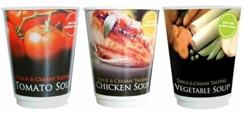 30 Drink Variety Pack Thick & Creamy 12oz in Cup Soups (Tomato, Chicken & Veg)