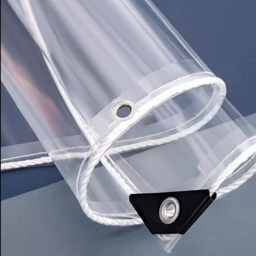 YUJIANHUAA Bâche Transparente avec œillets pour l'extérieur,0.3mm Epaisse Multifonction PVC Protection Baches,pour Balcon,Toit,Pergola,Serre,Patio,Personnalisé (3m x 5m)