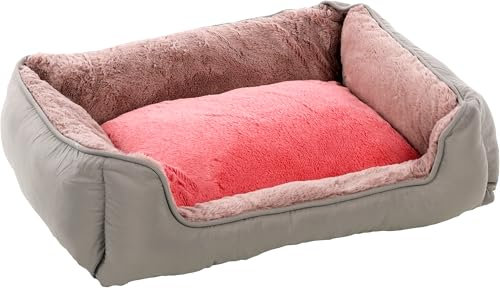 Flamingo Panier pour Chien Oddi Rectangle Rose 60x50x20cm - Housse Amovible avec Fermeture éclair - Lavable - Fond Anti-dérapant