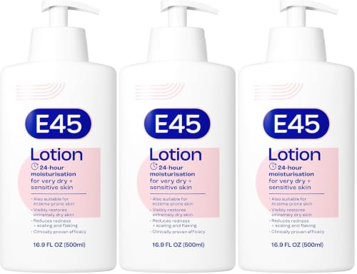 E45 Moisturising Lotion 500 ml - Dermatological Body Moisturiser Lotion - Body Lotion - Daily Moisturiser for Dry Skin & Sensitive Skin – Long-Lasting Hydration Protect from Dryness, Reduce Redness