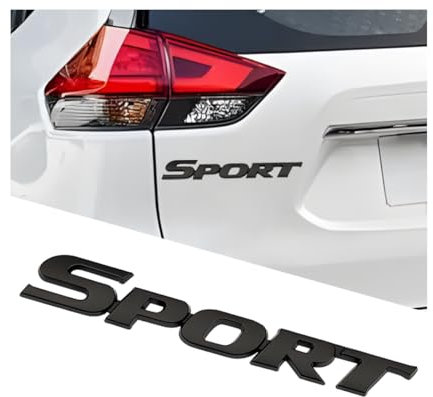 Adunsiaoto 3D Metall Sport Premium Auto Seite Kofferraum Emblem, Sport Logo Emblem Auto Kofferraum Kotflügel Abzeichen 3D Aufkleber, Autoaufkleber Sport Metallic 3D Heckklappenaufkleber(Schwarz)