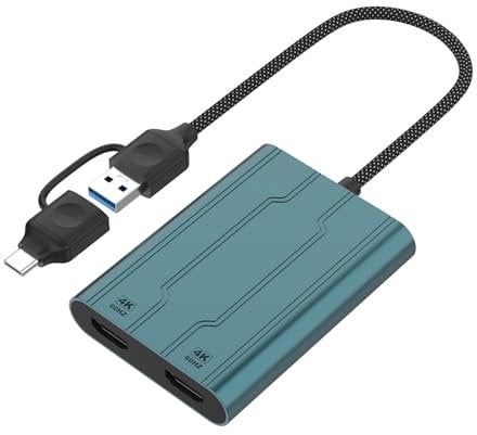 USB C to HDMI Adapter Dual 4K 60HZ, USB 3.0 to Dual Monitor Adapter DL6950 Chip for Windows/macOS/mac M1 M2 M3 Android/Chrome OS