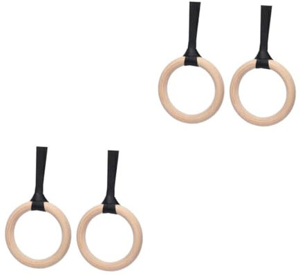 POPETPOP 2St Holzring Gymnastics Rings Turnen kraftraining Core-Training trainingsringe Riemen Luft Klettern drücken Schultergurt -Gymnastikringe Fitnessgeräte hölzern Black