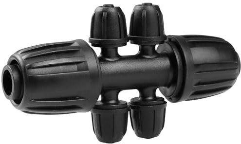 Gardrip Raccordi per irrigazione a goccia per tubi da 1/2 pollici a 1/4 di pollice: 1/2 (1/2 ID x 0,6 OD) a 1/4 linea di gocciolamento anti-goccia dado bloccato riduttore a 6 vie connettori a T