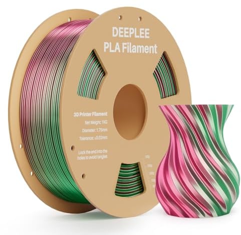 DEEPLEE Silk PLA Filament, Dual Color, Rot-Grün 1KG | Shiny Silk 3D Drucker Filament 1.75mm, Multicolor Filament PLA, Maßgenauigkeit +/- 0.02mm