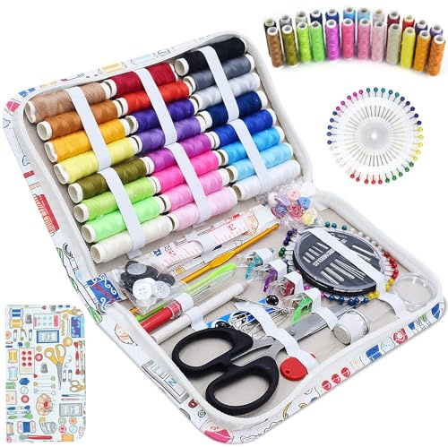 DOUBFIVSY Reise Nähzeug mit 148er Nähzubehör Set, Nähset Grundausstattung Sewing Kit, 24 XL-Fadenspulen und 30 Nadeln, Premium Komplettes Nähzeug Geschenke für Mama, Anfänger, Kinder, DIY, Notfall