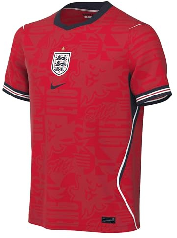 NIKE Angleterre Enfants 10/12 Ans – England National Team Football Jersey – WM 2026 Euro Fan Jersey NK Dri-FIT Stadium Away Maillot, Speed Red/Obsidian/White/Obsid