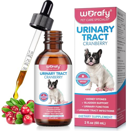 Supplément Urinaire pour Chien - Soutien en Cas D'infection Urinaire chez Les Chiens - avec Cranberry, Probiotiques - Soutien Contre Les Cystites et Calculs, Facilite la Miction, 60ml