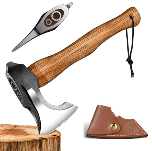SMITH CHU Outdoor Axt Handgeschmiedetes Beil mit Scheide | Stabile Axt für Holzarbeiten, Garten, Camping und Bushcraft