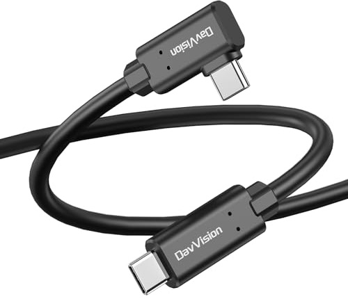 DavVision Long Tether Cable 16.4FT, USB C Fiber Optic Cable Right Angle, PD 60W & 10Gbps Zero Data Loss Between Camera and Computer for Canon/Sony/Nikon,Ultra Slim & Soft for Logitech Webcam,VR/AR
