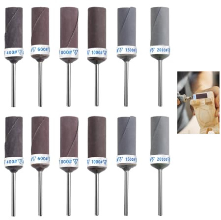 12PCS Sanding Sticks for Dremel,400-2000 Grit for Wood Grinding Polishing | Quality Sandpaper,For Dremel Sanding Bits,Can Be Ground Dry or Wet,Fit Metal,Wood,Jade,Agate,Glass,Gold,Silver & Jewelry