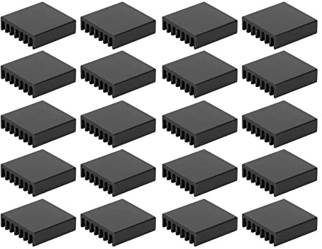 20er Set Aluminium Kühlkörper – Schwarz für PC Chips Stromversorgungen und Elektronische Bauteile (Without adhesive)