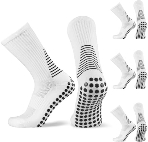 ZAHRVIA 3 Paare Fußball Socken, 39-45 Anti Rutsch Fußballsocken Grip Fußball Socken Atmungsaktiv Sportsocken, Football Socks für Herren Damen Fussball Basketball Laufen