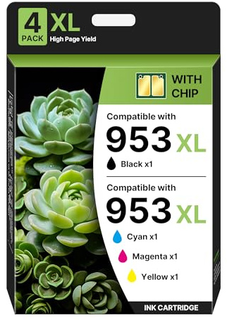 953XL Druckerpatronen für HP 953 für HP 953XL Multipack 953XL 7740 Patronen | für HP 953XL für HP 953 XL für HP OfficeJet Pro 7740 Patronen 7720 8710 8715 8730 (953XL Schwarz Cyan Magenta Gelb, 4er-Pack）