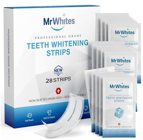 MrWhites Professional Teeth Whitening Strips 14 Treatments - Pap+ Strips for Sensitive Teeth, Removes Coffee, Wine & Smoking Stains, Enamel Safe, Non-Slip, 28 Strips (28 Count)