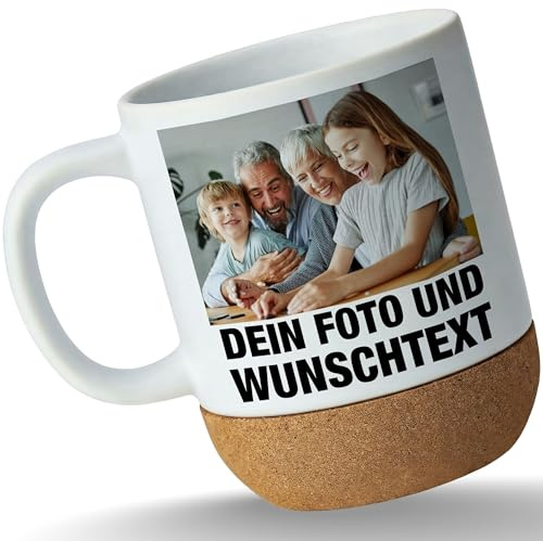 Tasse Untersetzer Kork - Mit Foto I Eigenem Bild I Text I Name I Wunschtext - 330 ml - Weiß Matt - korkboden personalisierte photo individuellem druck fotos personalized foto. personalisiertes