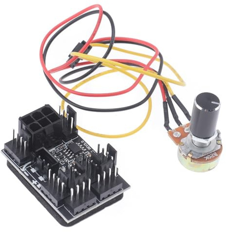 Hangsu 6Pin Power 8Port PC Chassis Cooling Fan Hubs for 3Pin/4Pin Featuring Speed Regulation Easy Installation Controller