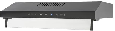 Cappa aspirante da 60 cm, 2 x 100 W, silenziosa con 3 livelli di controllo touch e 2 filtri 2000 – 2200 giri/min, con 2 LED bianchi freddi e valvola di non ritegno, doppio motore