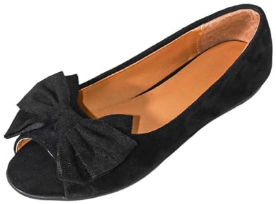 Ballerine Bout Ouvert Femme Ballerines Plates Classiques pour Femme Bout Poisson Ouvert Uni Sandales Élégantes et Confortables avec Nœud Chaussures à Enfiler Semelle Souple Plat Chaussures de Bateau
