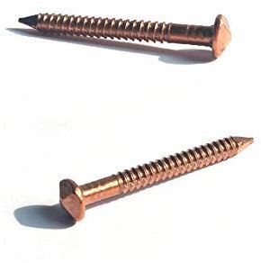Pack of 100 Solid Copper Decorative Nails - 11 Gauge, 1.25 Long Threaded Shank. American Made.