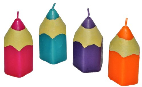 alles-meine.de GmbH 1 STK. Kerze bunter Stift - Kind Schulanfang Tischdeko Steckkerzen Geburtstagskerzen Figurenkerzen