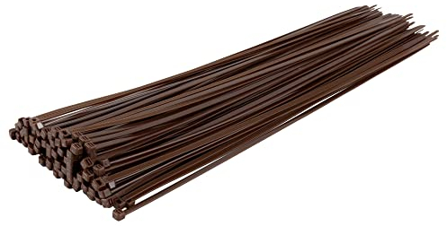 100 pezzi fascette resistenti - 370 mm x 7,6 mm - fascette - Premium di alta qualità in nylon resistente zip fascette di Gocableties, marrone