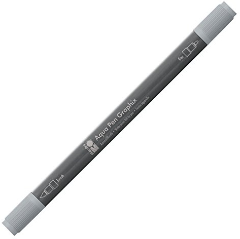 Marabu 01450003078 - Aqua Pen Graphix grau, Aquarellfilzstifte mit brillanter Farbe, wasserbasierte, lichtbeständige Pigmenttusche, mit Doppelspitze, aquarellierbar auf Aquarellpapier