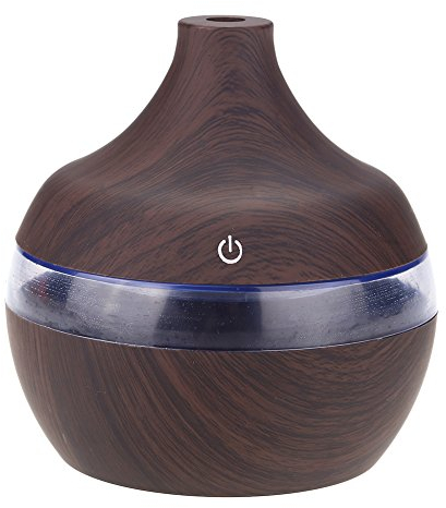 Fdit 300ml Diffuser Holzmaserung Holzmaserung Ultraschall Luftbefeuchter USB Luftbefeuchter Bunte LED Nachtlicht Nebelhersteller für Office Car Home