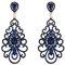 Clearine Boucles d'Oreilles Vintage Élégant Femme Mariée Pendant Fantaisie Cristal Strass Cadeau Ton d'Or Saphir