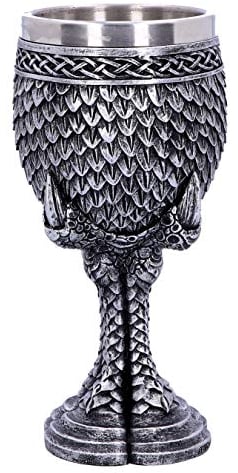 Nemesis Now U4708P9 Grey Scale Dragon Claw Goblet 16.7cm, Resin w. Stainless Steel