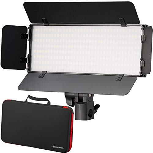 Bresser Fotostudio PT 30B-II LED Bi-Colour Video Light Set with Light Flaps, Batteries, Power Supply, Remote Control and Bag